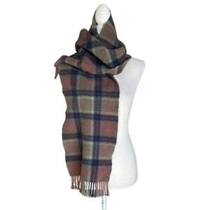 Vintage Peter Scott Scotland Wool Angora Plaid Blanket Scarf INVN1